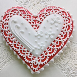 6 Lace Heart Sugar Cookies: Royal Icing Wedding Favors - Etsy