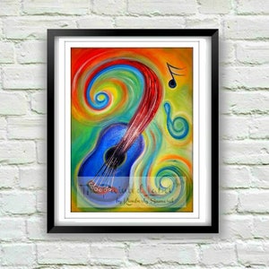 Guitar Music Art Print- Music Print- Music Art- Blue Art- Musical Gift- Guitar Gift- Guitar Print- Musical Instrument Print- Guitar Art