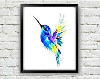 Hummingbird Print, Bird Print, Hummingbird Decor, Hummingbird Art, Abstract Bird Art, Watercolor Bird Print, Watercolor Art, Colorful Print