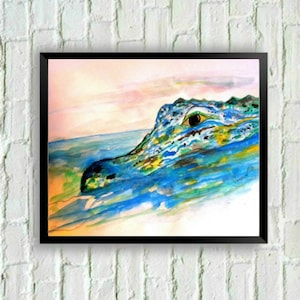 Alligator Print, Alligator Decor, Gator Art, Gator Painting, Florida Gator Gift, Florida Gift, Gator Wall Art, Watercolor Print