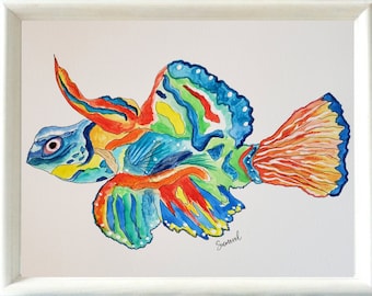 Fish Print, Fish Art, Tropical Decor, Tropical Fish, Colorful Art, Madarin Fish, Art Print, Ocean Art