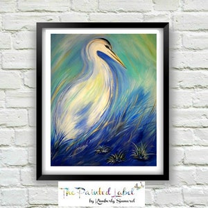 Bird Art Print and Cards,  Egret Art, Florida Bird Art, Note Cards, Bird Prints, Egret Bird Art, Coastal Art Print, Bird Painting,