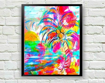 Beach Art, Palm Tree Print, Ocean Art, Beach Decor, Ocean Painting, Coastal Painting, Coastal Decor, Art for Bedroom, Palm Tree Painting,