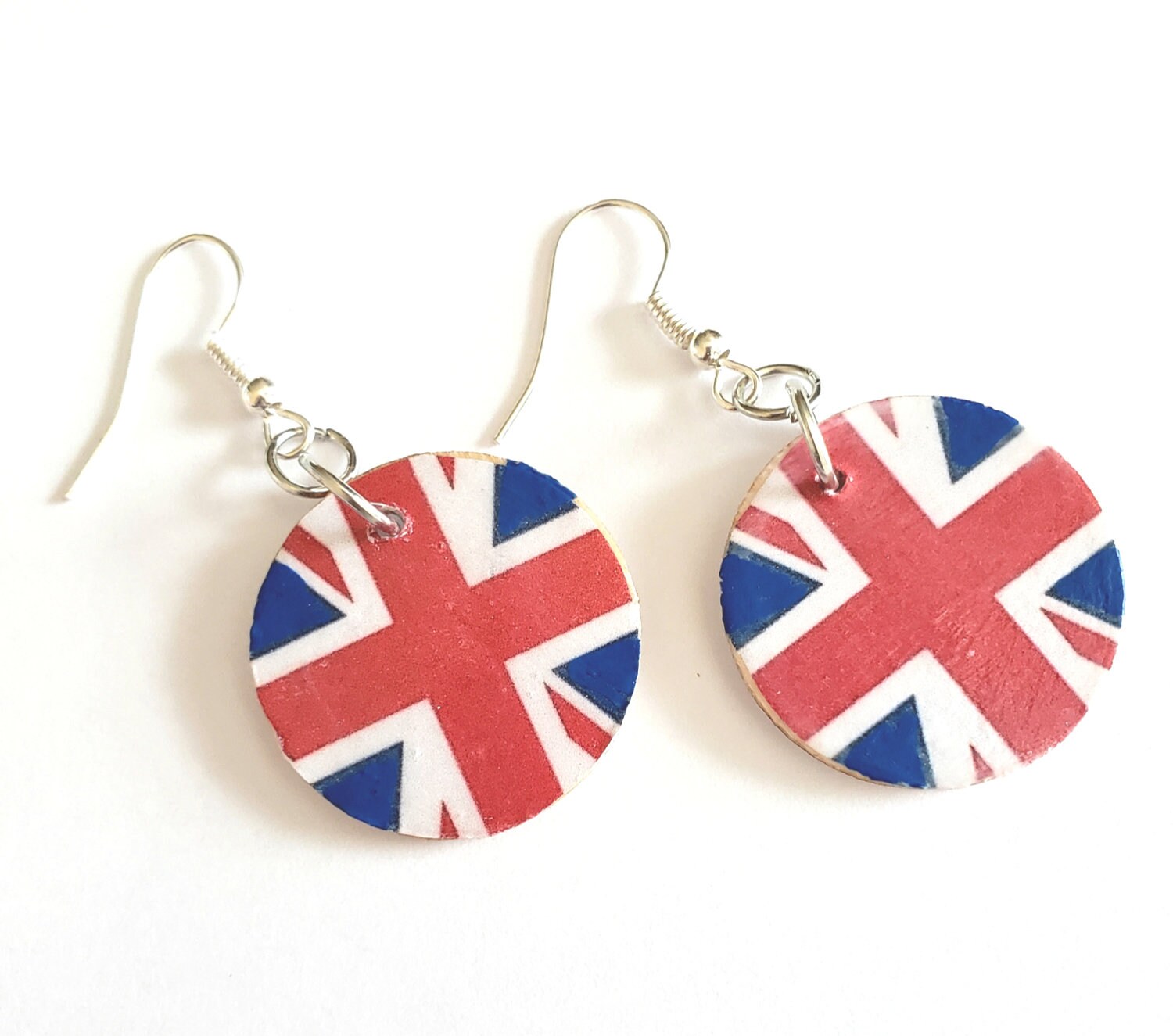 UK Flag Ladies Earrings Red Earrings Dangle Earrings Etsy