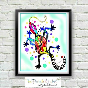 Gecko Art Print, Kid&#39;s  Room Art, Child&#39;s Room Decor, Gecko Wall Art- Animal Print, Whimsical Art Print, Abstract Art Print- Animal Art-