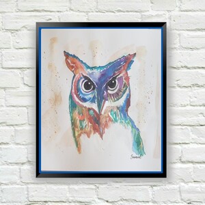 Original Art. Owl Art, Watercolor Print, Original Painting, Bird Art, Wall Art, Owl Painting, Wild Bird Art,