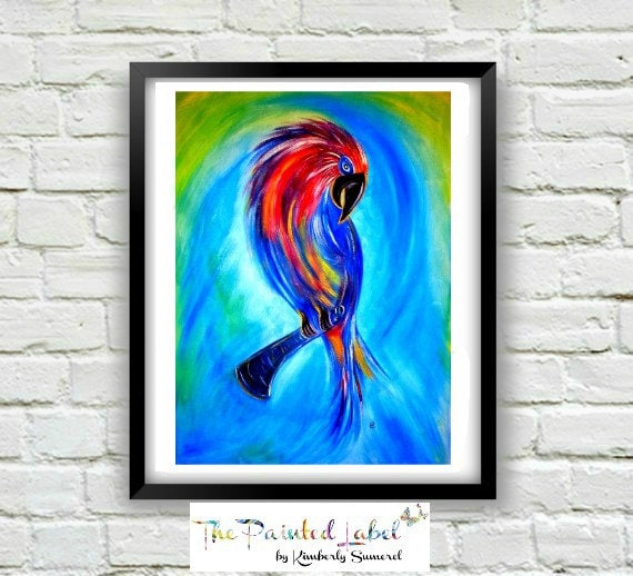 View of Parrot Art Print Bird Prints Parrot Painting Bird | Etsy