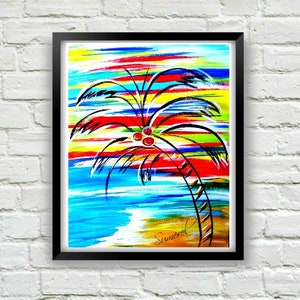 Palm Tree Art, Beach Art, Ocean Art, Beach Decor, Palm Tree Wall Art, Palm Tree Decor, Coastal Art, Coastal Decor, Coastal Wall Art