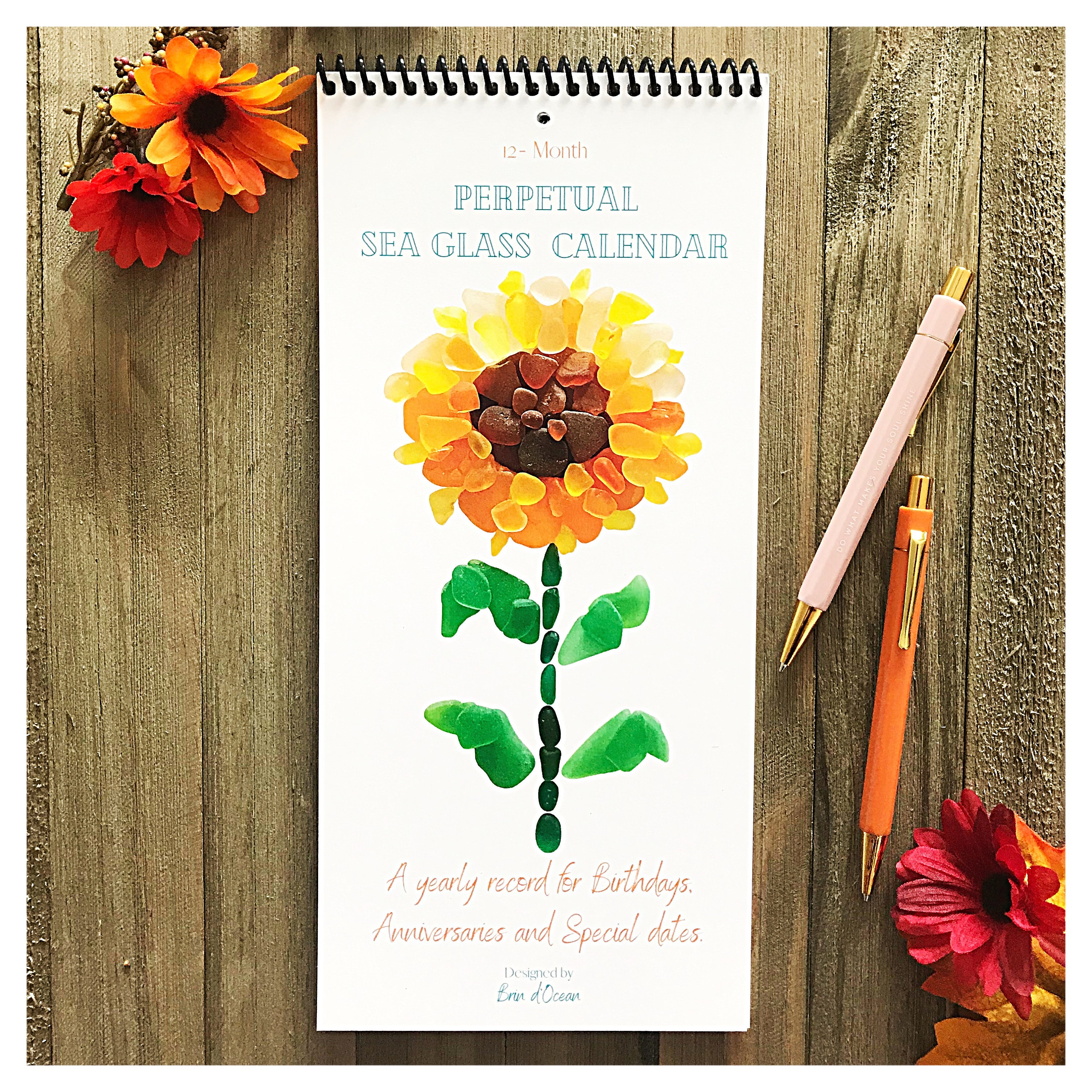 Perpetual Calendar Sea Glass Perpetual Calendar Unique Gift Etsy Canada