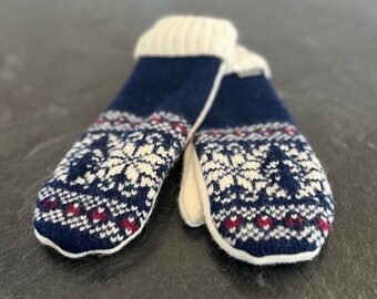 Maine-Made Magic: Upcycled Wool Mittens Lined with Cashmere for Sustainable Comfort. Small and Extra Small