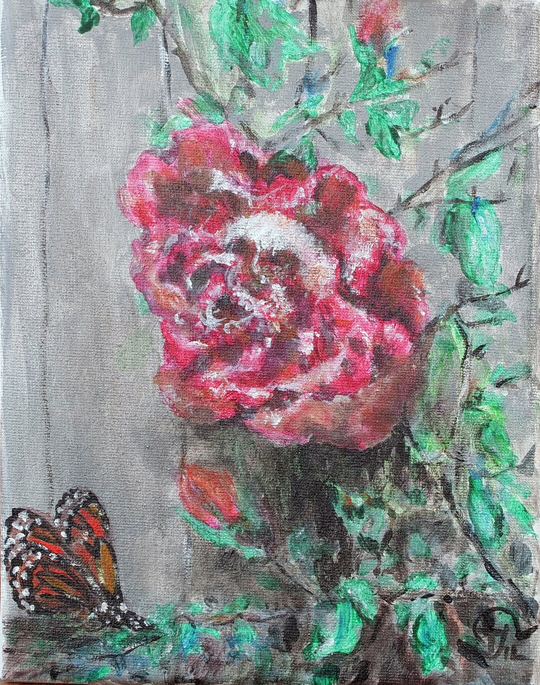 Rose and Butterfly | Painting for Bedroom | Original Painting Acrylic ...