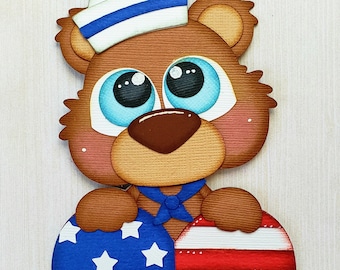 USA Bear Paper Piecing Die Cut Scrapbook Embellishment
