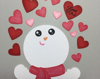 Snowman Love Paper Piecing Scrapbook Embellishment