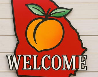 Georgia Welcome Sign SVG 2-Layer Digital Cut File svg, ai, pdf, dxf,lbrn2 Laser Ready File - Digital Download Only