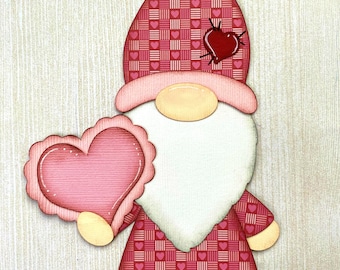 Full of Love Gnome Paper Piecing Scrapbook Die Cut Embellishment