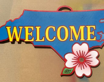 North Carolina Welcome Sign SVG 2-Layer Digital Cut File svg, ai, pdf, dxf  Laser Ready File - Digital Download Only