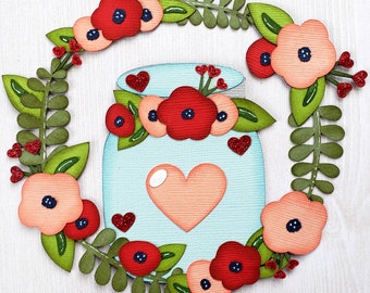 Country Wreath Handmade Paper Piecing, Scrapbook, Die Cut Embellishment