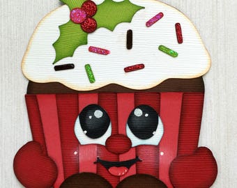 Christmas Cupcake Paper Piecing Scrapbook Embellishment