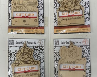 Christmas Gift Card Holder Ornament – Unfinished Laser Cut Wood