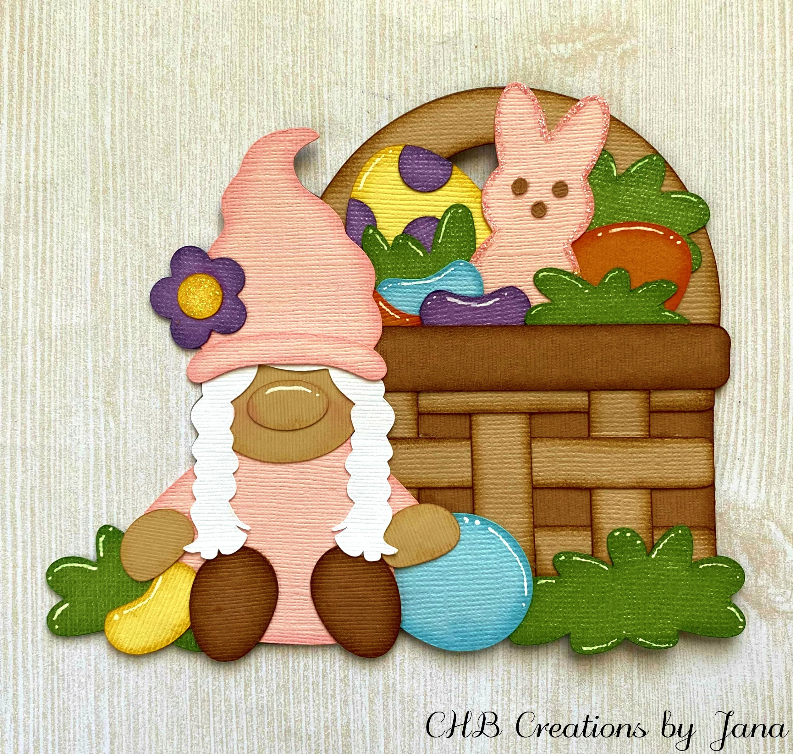 Easter Basket Gnome Paper Piecing, Die Cut, Card Making, Scrap Booking ...