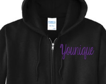 Embroidered Younique Zip Up Jacket, Younique Jacket, Younique