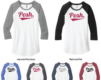 Glitter Posh 3\4 Raglan Sleeve Shirt, Posh Shirt, Posh