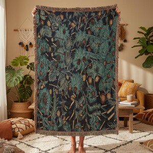 Flower Blanket - Cottagecore Home Decor, Woven Throw, Floral Tapestry Gift