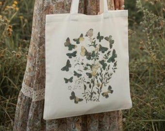 Butterfly Tote Bag: Cotton Canvas Shopper