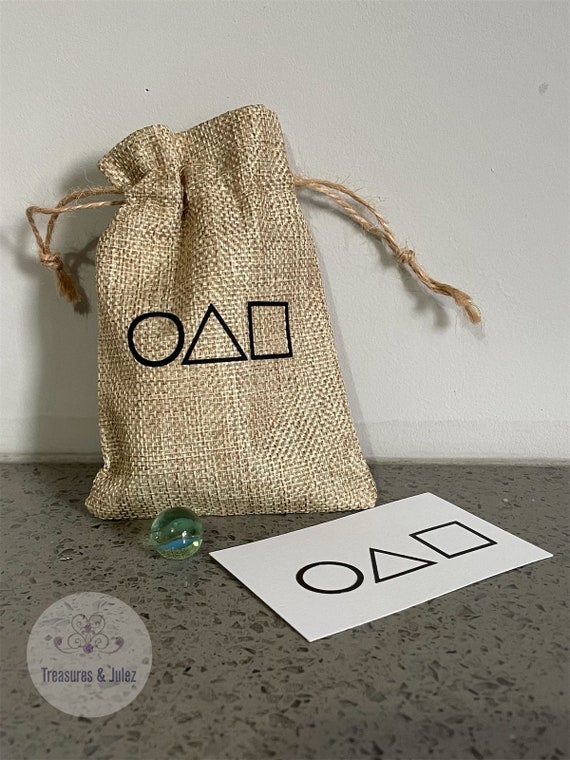 Squid Game Inspired Marbles, 10 Piece Set with Drawstring Bag, 456