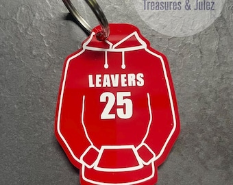 Leavers Hoodie Keyring, Graduation School Leaver Gift, Personalised Name Accessory