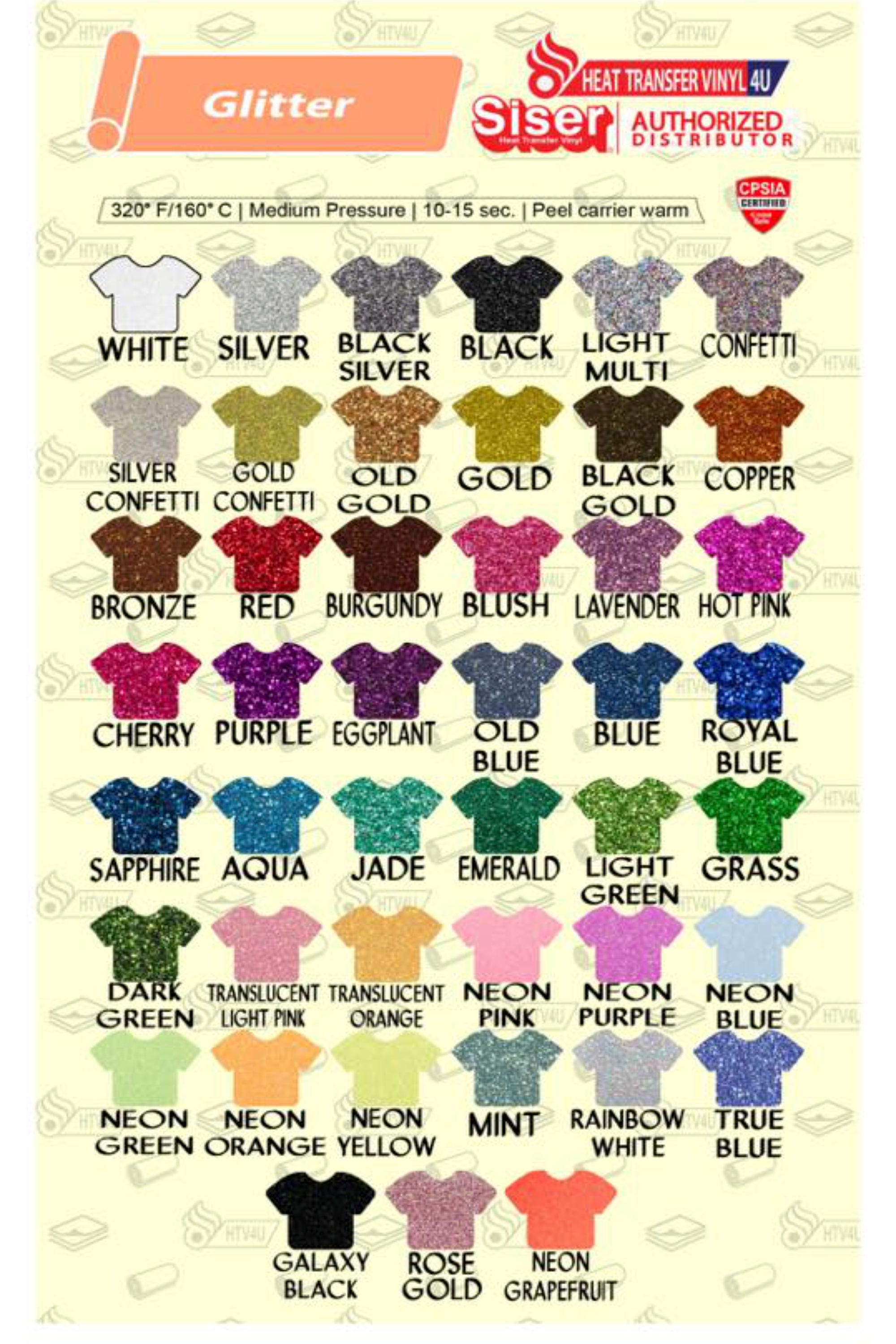 Siser Glitter Heat Transfer Vinyl Sheets 12x20 Glitter HTV Etsy