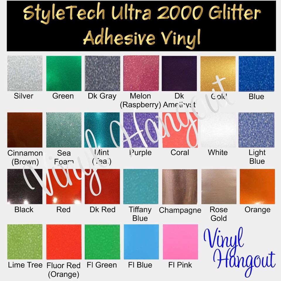 Glitter Adhesive Vinyl, Style Tech 2000 Ultra Glitter, Glitter 651, Glitter  Permanent Vinyl Glitter, Outdoor Vinyl, Glitter Vinyl