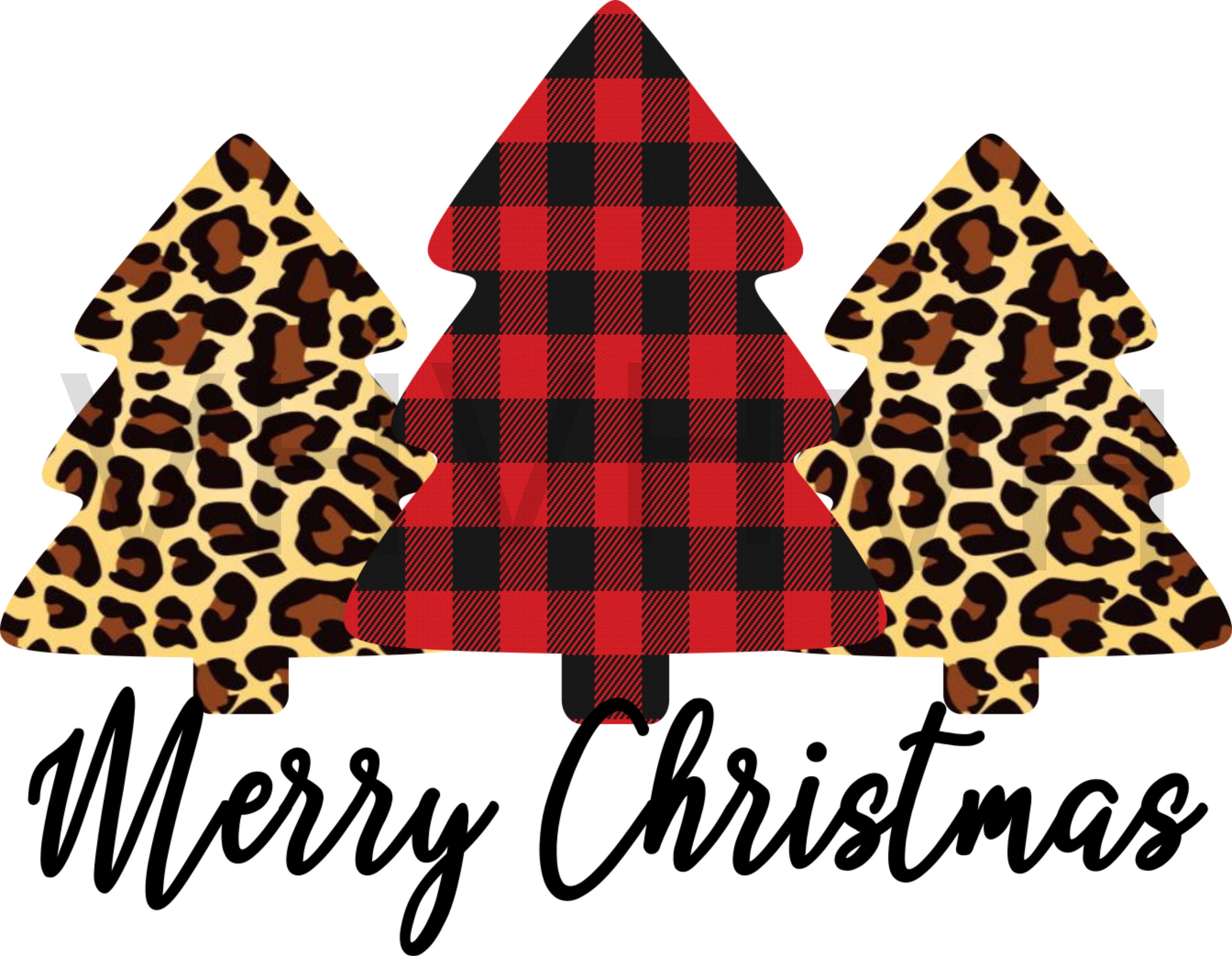 Merry Christmas Tree's Transfer Iron On Decal Christmas Etsy
