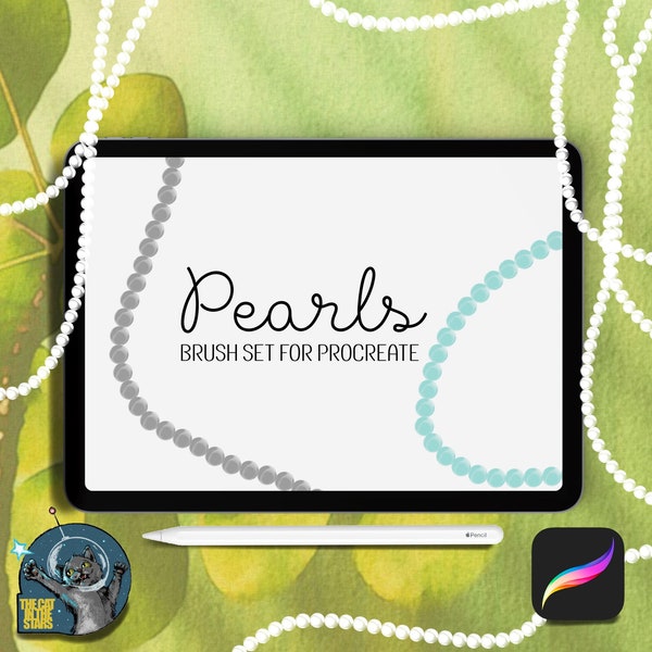 Pearls digital instant download brush set for procreate 3D beads necklace designs texture stamps special effects Commercial use