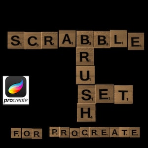 ¡Pinceles de sello de azulejos de Scrabble para procrear! Descarga digital scrapbooking Instagram tiktok juegos de mesa diseño cartas de fabricación de tarjetas