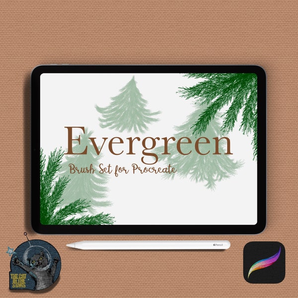 Evergreen pine needles texture brush set for procreate instant digital download winter scenes nature forest holidays Christmas tree