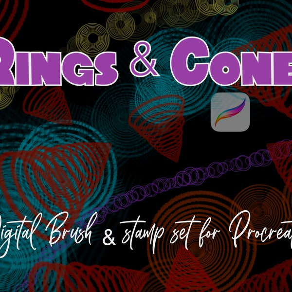 Rings & cones Brush/Stamp Set for Procreate! Digital Download scrapbooking Instagram tiktok design graphics artist texture abstract shapes