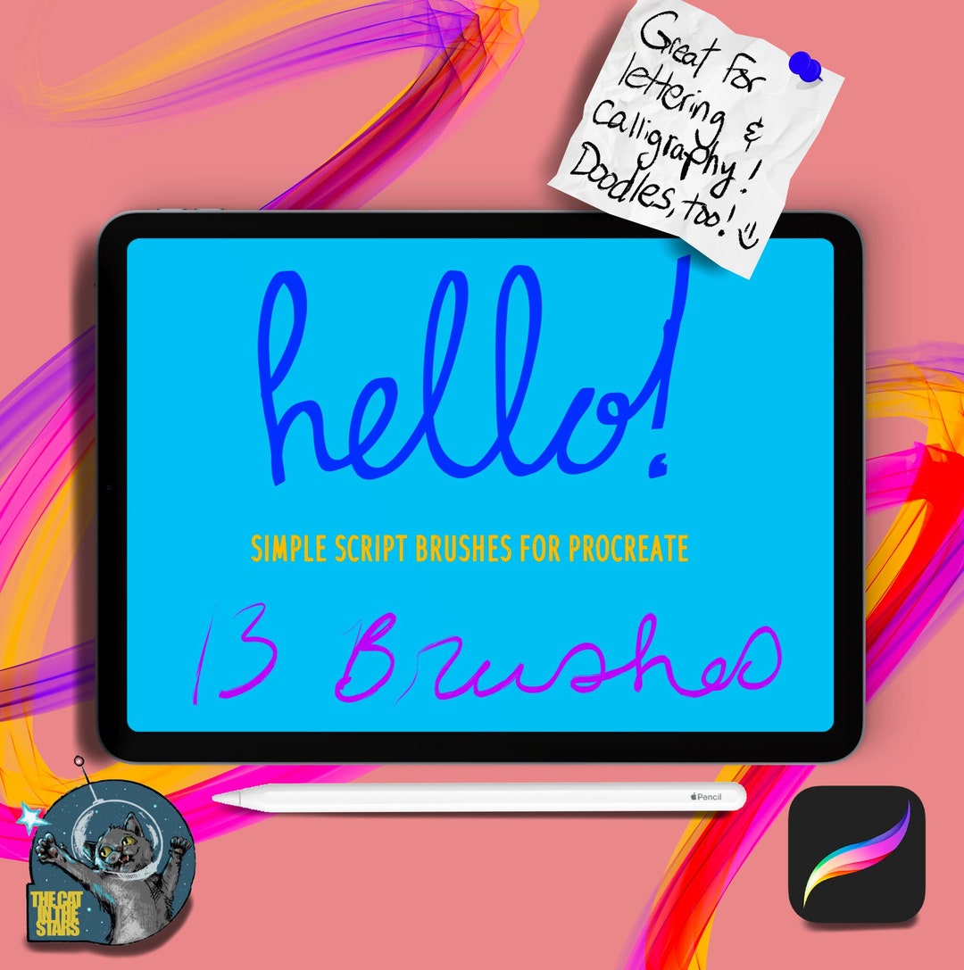 Hello! Script Lettering Calligraphy Brushes for Procreate Instant ...