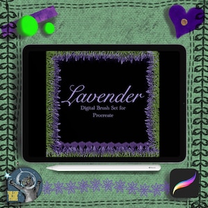 Lavender Stamp Brushes for Procreate! Digital Download scrapbooking Instagram tiktok design graphics Herbs flowers natural