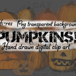 PNG Pumpkins HALLOWEEN! Digital Clip Art instant download Scrapbooking planner graphics stickers design commercial use trick or treat