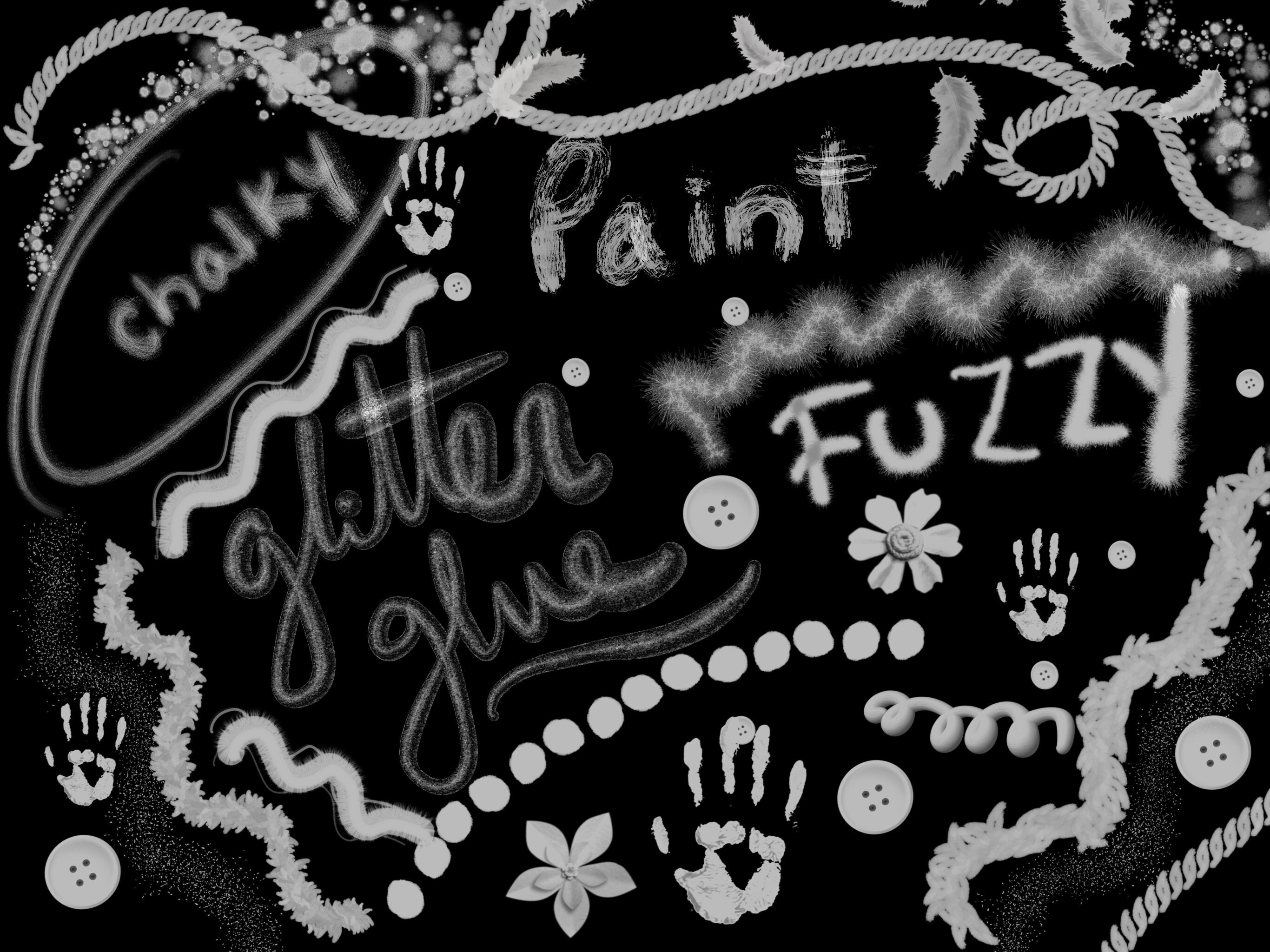 Huge Digital Brush Set for Procreate Yarn Glitter Feathers Etsy