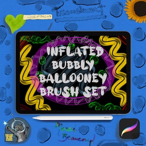 Bubble Brush set voor Procreate! Digitale download 3D Design scrapbook web ballon effect stickers kaart iPad goo vloeibaar slijm nat look ontwerp