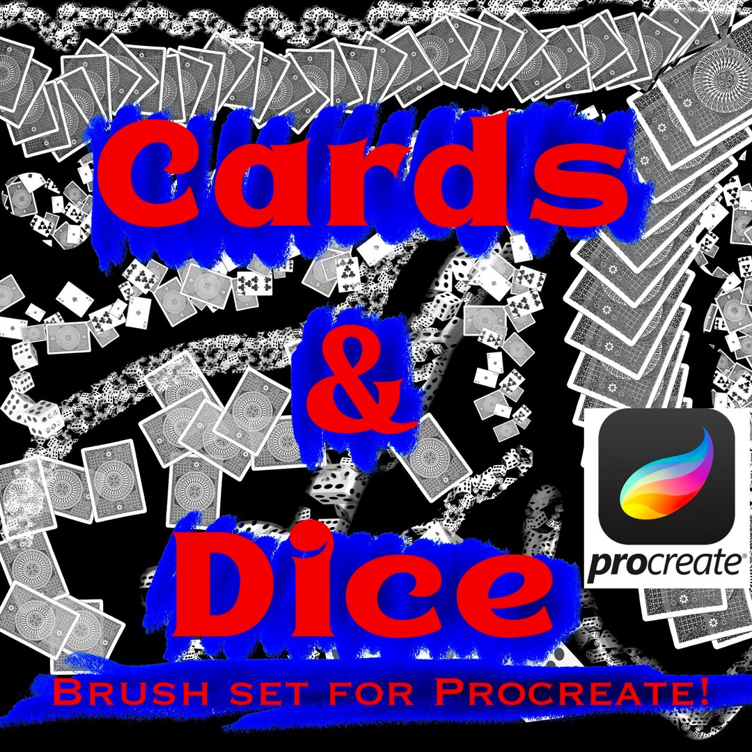 Cards & Dice Digital Brush Set for Procreate Clipart Graphic Design