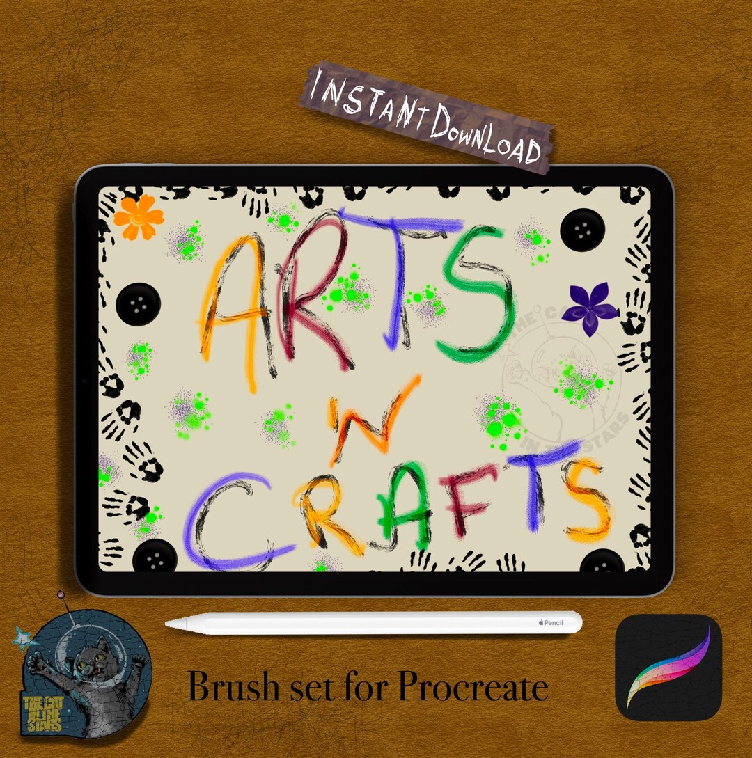 Huge Digital Brush Set for Procreate Yarn Glitter Feathers Glue Paint