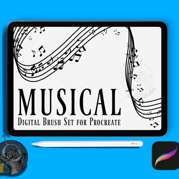 Musical Notes digital brush set for Procreate on iPad