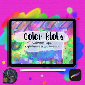 Procreate multicolor Aquarell-artige digitale Pinsel Tie Dye Regenbogen sofortigen Download Einhorn einzigartig Alkohol Tinten Kunst Textur Splash