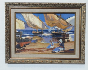 On the Beach at Valencia/Painting on Canvas,original oil painting,Vintage oil paintings,impressionist painting,original fine art, wall decor