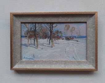 Vinterdag/Landsbygdslandskap / Vinterlandskap / Ett av de naturliga / signerade konstverk / Original oljemålning / IMPRESSIONSKONST