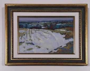 Ultima neve | Pittura di paesaggio su tela, pittura a olio originale, pittura a olio originale su tela, belle arti, belle arti originali, arte invernale