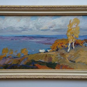 Golden Autumn | Landscape Painting on Carboard/Hardboard, Oil Paintings, Hand painted Original Art, Impressionist Art, Home Art, Wall Art